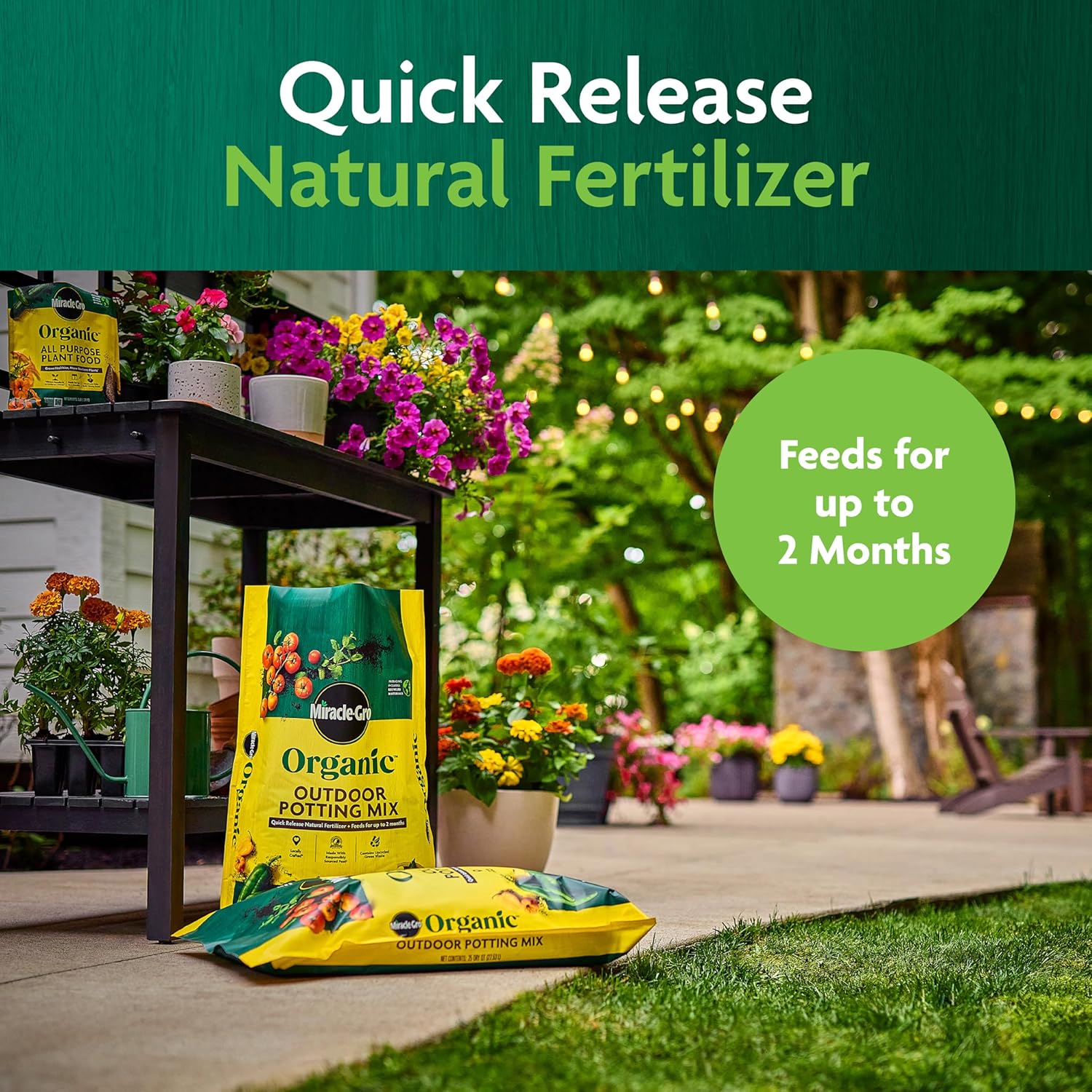 Miracle-Gro Organic Outdoor Potting Mix - Plant Soil for Outdoor Container Plants, Contains Quick-Release Natural Fertilizer, OMRI Listed, 16 qt. - Hình 3