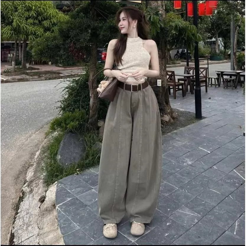 Quần NỮ ỐNG Suông Form Dáng Thụng Chất KaKi jean mềm - Hình 3