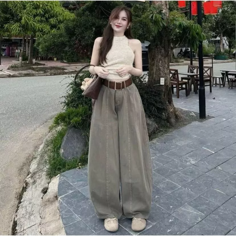 Quần NỮ ỐNG Suông Form Dáng Thụng Chất KaKi jean mềm - Hình 4