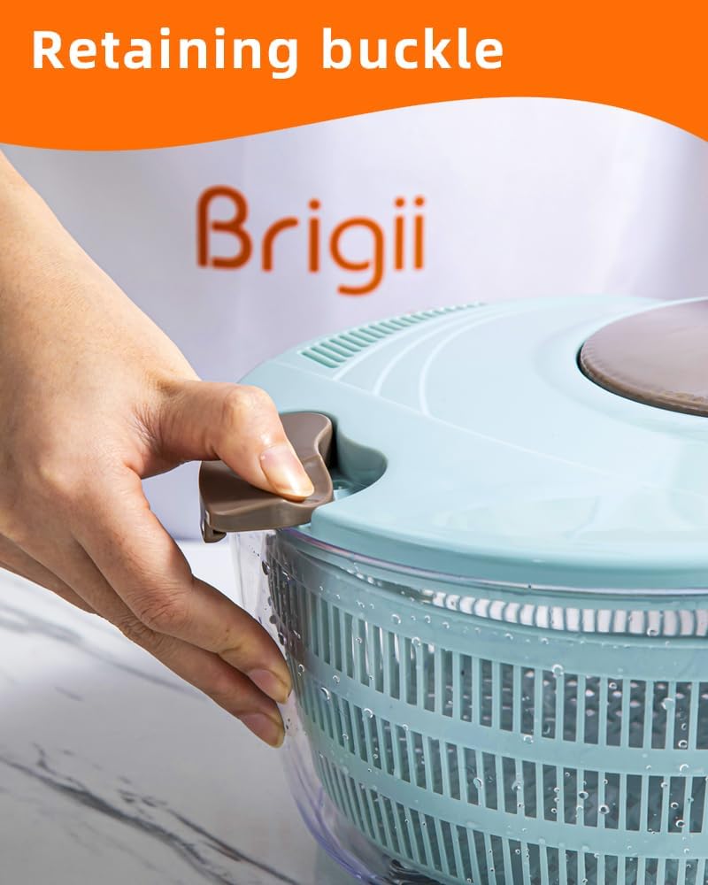 Brigii Salad Spinner, 4.24 Quart Lettuce Spinner with Double Drainage Holes, Salad Dryer for Washing, Spinning, and Draining Greens, Fruits, and Vegetables - Hình 5